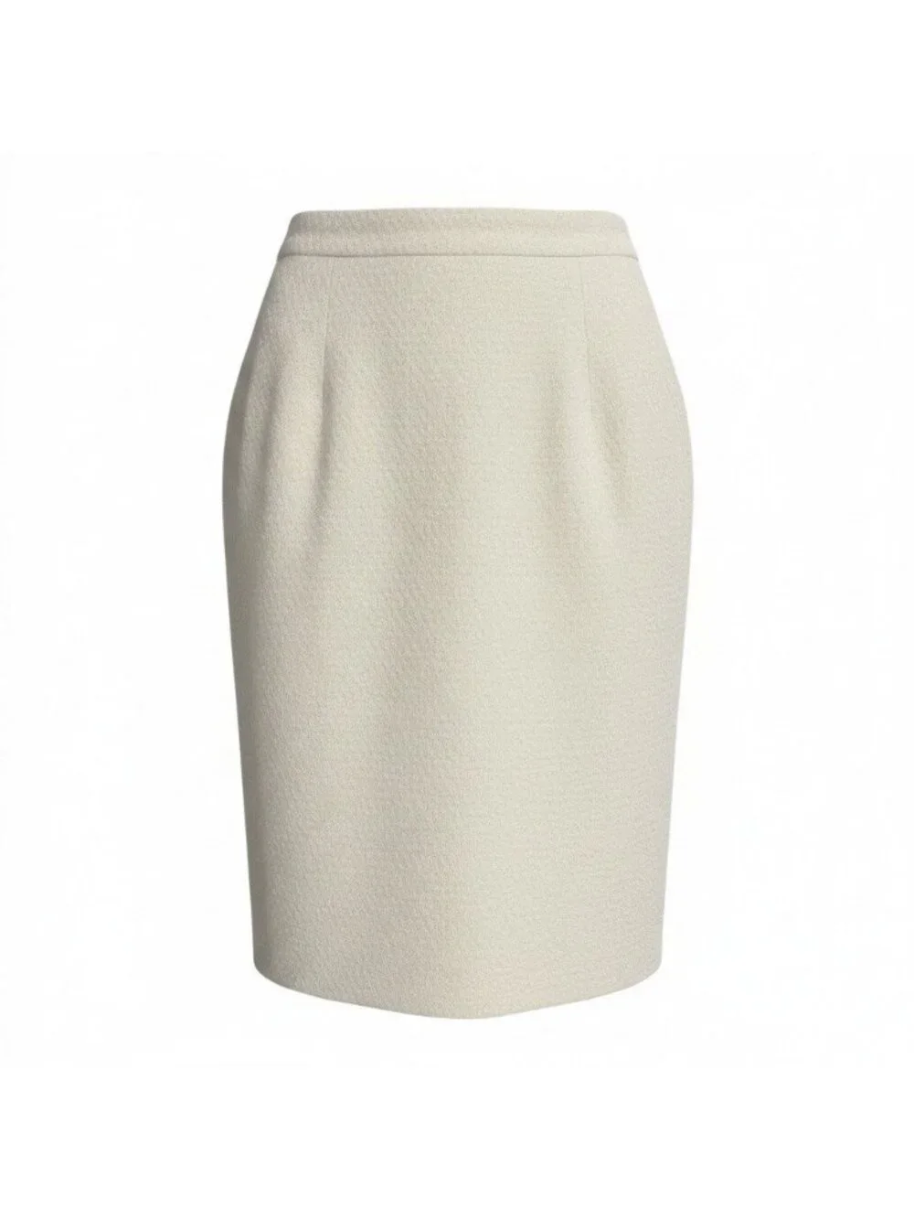 Chanel Tweed Skirt Tight 42 Ivoryu-l